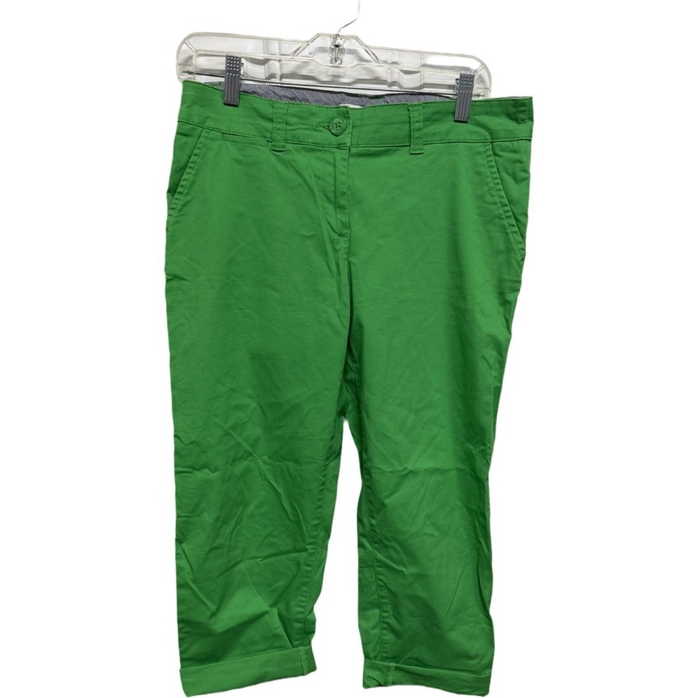 Crown & Ivy Charlotte Crop Chino Pants Size 6 Green Preppy Stretch Cotton Ankle